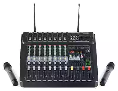 Kaufen DJ PA 8-Kanal Power Mixer Mischpult Verstärker Funk Mikrofon 760W Effekte USB • 348€
