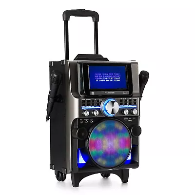 Kaufen Karaoke Mobile PA Anlage Maschine Set CD Player Bluetooth USB Box LED Trolley • 234.99€