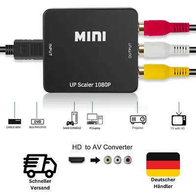 Kaufen HDMI Auf AV Cinch Adapter Konverter HDMI CVBS Cinch Signal Konvertierer NEU • 9.69€