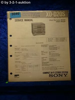 Kaufen Sony Service Manual XO D20S Compact Hifi Stereo System (#3040) • 16€