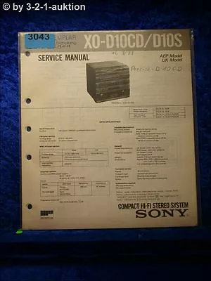 Kaufen Sony Service Manual XO D10CD / D10S Compact Hifi Stereo System (#3043) • 16€