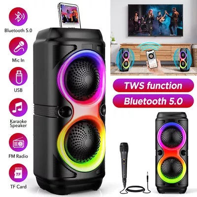 Kaufen TWS Bluetooth5.0 Dual Lautsprecher RGB Soundbox Musikbox Mit Mikrofon 200W Party • 24.99€