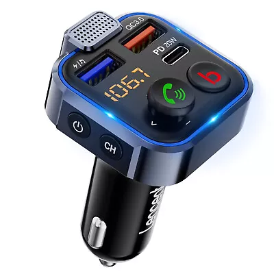 Kaufen LENCENT FM Transmitter Bluetooth V5.0 Auto Radio Adapter Mit 2 USB PD Typ-C • 21.84€