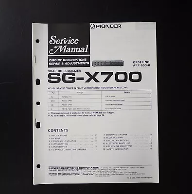 Kaufen Original PIONEER SG-X700 Equalizer Service Manual / Service Anleitung O4 • 17.90€