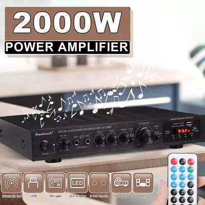 Kaufen 2000W Verstärker Stereo Amplifier HIFI Digital Bluetooth FM USB Vollverstärker • 62.99€