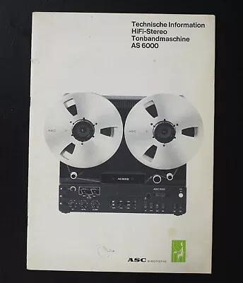 Kaufen Original ASC AS 6000 Tonbandmaschine/Tonbandgerät Service Reparatur Manual • 46.90€