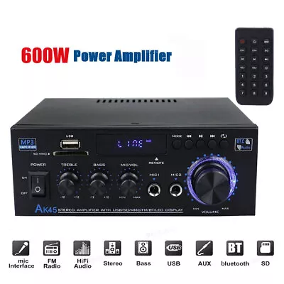 Kaufen AK45 Digital Bluetooth Verstärker Audio HiFi Stereo Amplifier Vollverstärker FM • 32.53€