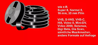 Kaufen VHS, S-VHS, VHS-C, Hi8, Video 8, Mini-DV Digitalisieren Auf DVD Pro Band • 19.95€