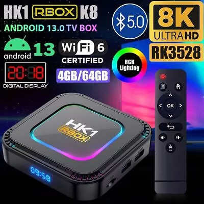 Kaufen Smart TV Box Android 13.0 HK1 RBOXK8 RK3528 Quad Core 8K UHD Media Stream Player • 47.59€
