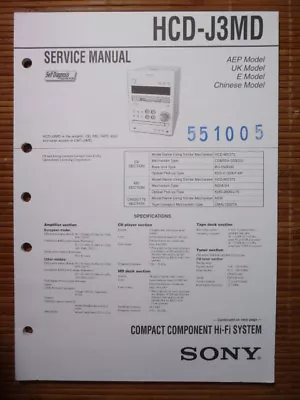 Kaufen Service Manual Sony HCD-J3MD HiFi-System  ,ORIGINAL • 13.70€