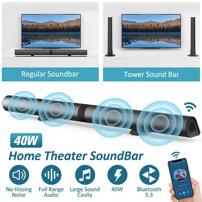 Kaufen Bluetooth 5.3 Soundbar Lautsprecher Für TV AUX Heimkino Schwarz 40W USB Wireless • 63.99€