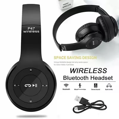 Kaufen Neu Hochwertige Drahtlose Ohrhörer / Kopfhörer ~ Bluetooth Faltbare Kopfhörer DE • 7.59€