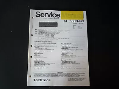 Kaufen Original Service Manual Schaltplan Technics SU-A600MK3 • 12.50€
