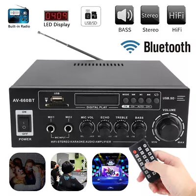 Kaufen 2000W Verstärker Stereo Amplifier HIFI Digital Bluetooth FM USB Vollverstärker • 29.99€