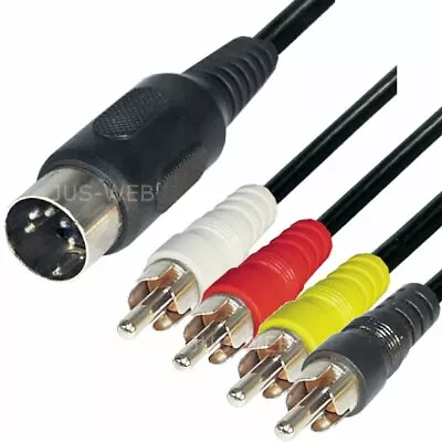 Kaufen Audio Kabel 1,5m 5-pol DIN Stecker 4 Cinch Stecker IN OUT Dioden Adapter • 4.39€