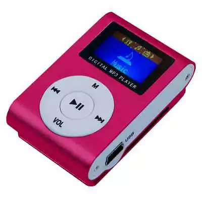 Kaufen Stereo Metall Mit Clip MP3 Mini Player LCD LED Bildschirm Bis 32GB Micro SD Rosa • 6.49€