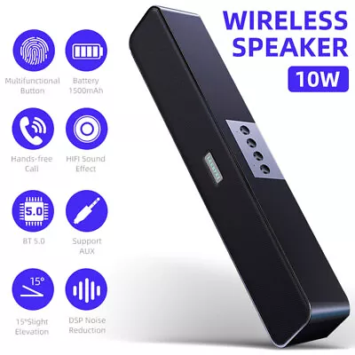 Kaufen Bluetooth 5.0 Wireless Home TV Soundbar Stereo Sound Lautsprecher Subwoofer AUX • 19.99€