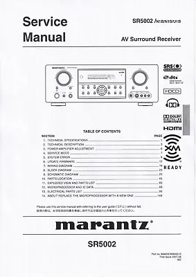 Kaufen Service Manual-Anleitung Für Marantz SR-5002  • 15€