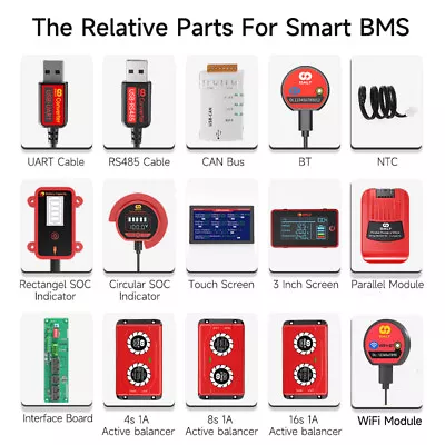 Kaufen Daly Smart BMS Bluetooth Module/RS485/UART/LCD Touch Control/Active Equalizer • 39.15€