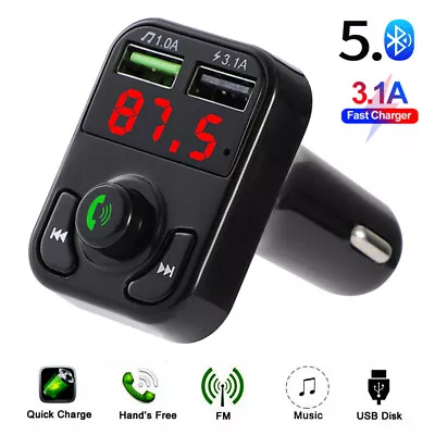 Kaufen FM Transmitter Bluetooth Auto Radio Audio 2xUSB Ladegerät Adapter MP3 Player KFZ • 7.50€