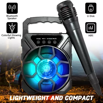 Kaufen Mini Bluetooth Lautsprecher TWS Musikbox RGB Party HIFI Boombox Mit Mikrofon FM • 13.99€