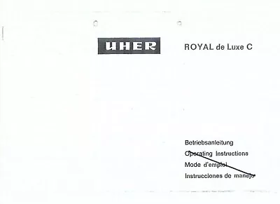 Kaufen Uher Bedienungsanleitung User Manual Für Royal De Luxe C Deutsch  Copy • 9.20€