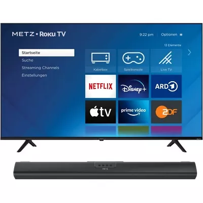 Kaufen METZ Blue 55MUD6001Y Roku TV 55 Zoll UHD Fernseher Inkl. Soundbar 01 WLAN USB • 483.90€