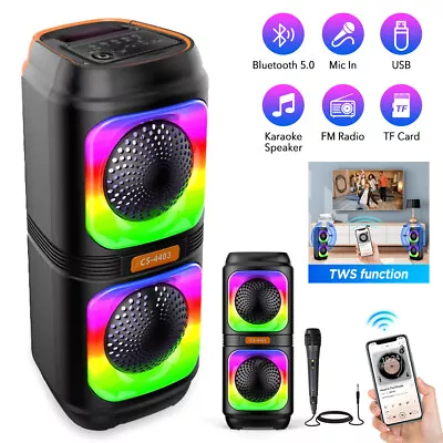 Kaufen Bluetooth 5.0 Party Lautsprecher Stereo-Subwoofer Mit RGB-Lichter, Mikrofon NEU • 26.99€