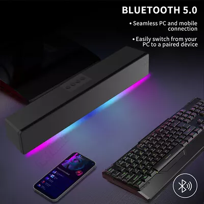 Kaufen Bluetooth Soundbar Subwoofer Wireless TV HiFi Stereo Audio Lautsprecher RGB  • 21.49€