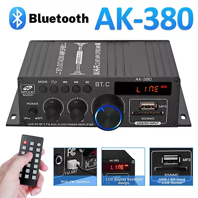 Kaufen 800W Bluetooth Mini Verstärker HiFi Power Audio Stereo Bass AMP USB MP3 FM Auto • 23.99€