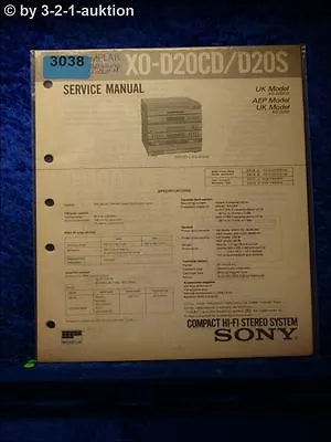 Kaufen Sony Service Manual XO D20CD / D20S Compact Hifi Stereo System (#3038) • 16€