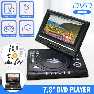 Kaufen 7,8-Zoll Tragbarer DVD-Player HD Drehbildschirm Mobiler TV DVD-Spieler + Gamepad • 43.99€