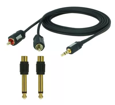 Kaufen 10m Klinken-Cinch Kabel(3,5mm Auf 2x RCA ) + 2x 6,3mm Klinke Auf Cinch Kupplung • 14.99€