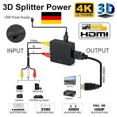 Kaufen Mini AV To HDMI Video Audio Konverter 1080P 3 RCA CVBS Zu HDMI Adapter Converter • 8.98€