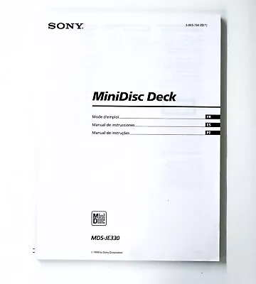 Kaufen Original SONY MDS-JE330 MiniDisc Deck Owner's Manual / Bedienungsanleitung !!! • 19€