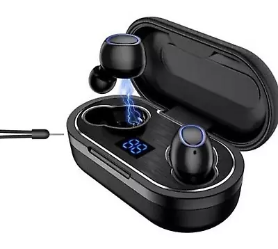 Kaufen Bluetooth 5,1 In-Ear Kopfhörer Schwarz Kabellos Headset Wireless Sport Ohrhörer • 20.99€