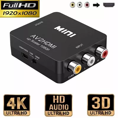 Kaufen AV HDMI Adapter Konverter Full HD 4k 1080P Video Audio 3 RCA CVBS Zu HDMI (NEU) • 6.99€