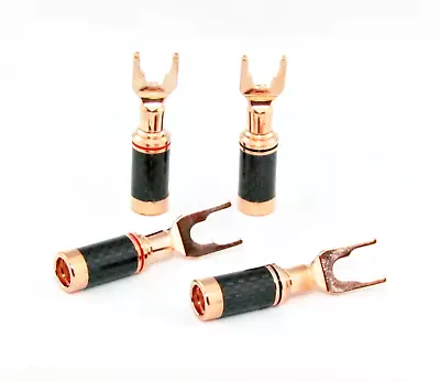 Kaufen 4 Kupfer Gabelschuhe / Kabelschuhe Für Lautsprecherkabel Rotgold Beschichtet • 22€