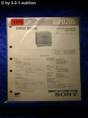 Kaufen Sony Service Manual XO D20S Compact Hifi Stereo System (#1373) • 16€