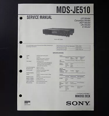 Kaufen Original SONY MDS-JE510 Minidisc Deck Service Manual / Service Anleitung S16 • 17.50€