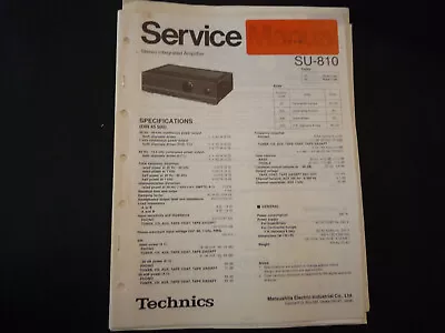 Kaufen Original Service Manual Schaltplan Technics SU-810 • 12.50€