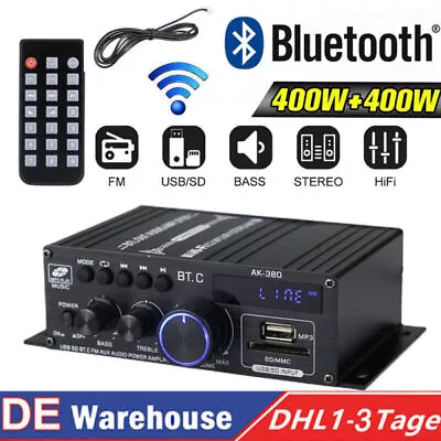 Kaufen 800W Bluetooth Mini Verstärker HiFi Power Audio Stereo Bass AMP USB FM Auto DE • 23.79€