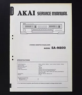 Kaufen Original AKAI EA-M800 Equalizer Service Manual / Service Anleitung S10 • 18.90€