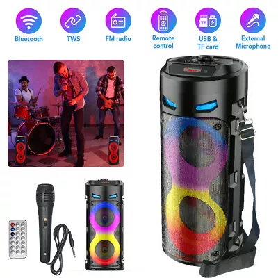 Kaufen Tragbarer Bluetooth5.0 Lautsprecher Heavy Bass DJ RGB Party Karaoke Mit Mikrofon • 32.83€