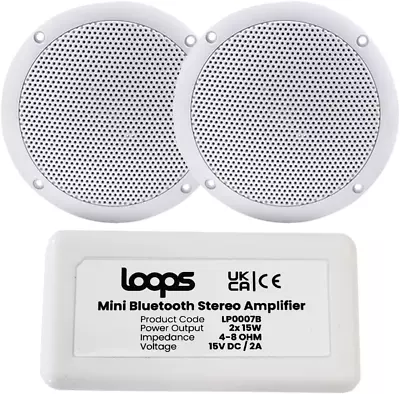 Kaufen Loops Wireless/Bluetooth Verstärker & 2x 80 W Decken Lautsprecher Kit-Kompakt Heim Amp • 68.61€