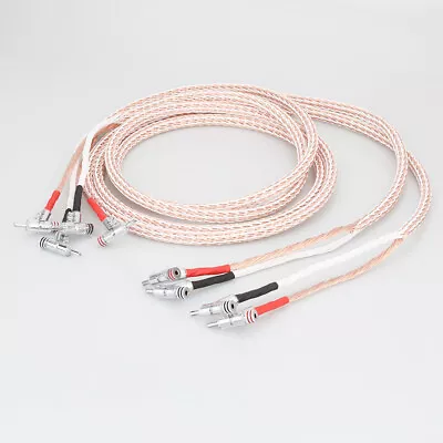 Kaufen 2m Pair 7N OCC Copper Audiophile Speaker Cable With Right Angled Banana Plug • 77.35€
