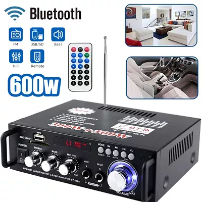 Kaufen Bluetooth 5,0 HiFi Verstärker Stereo Audio Empfänger Amplifier USB FM MP3 Player • 27.99€