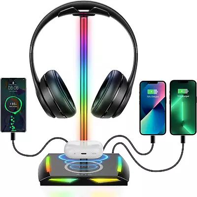 Kaufen New Bee RGB Kopfhörer Ständer Mit Wireless Ladegerät,Gaming-Headset-Ständer Head • 38.50€