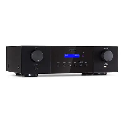 Kaufen HiFi-Verstärker DAB+ Stereo Radio 4x100W Bluetooth Amplifier AUX USB LED Schwarz • 186.99€