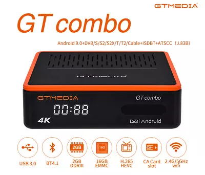 Kaufen GTMedia GTCombo Android Smart TV BOX 3D 4K DVB-S2/T2/C Satelliten Receiver 4:2:2 • 86.86€
